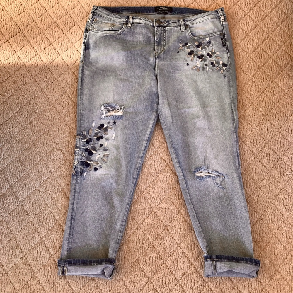 Silver Crop Jeans